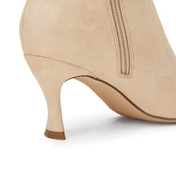 Coutgo Womens Pointed Toe Knee High Boots Sexy kitten Heel Side Zipper Vegan Suede Comfort Winter Boot