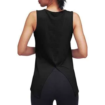 Mippo Workout Tops for Women Yoga Clothes Running Shirts Tie Back Tanks Tennis Shirts Athletic Exercise Tops Black S