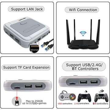 Kinhank Super Console X Retro Video Game Console Built in 95,000+ Classic Games,Emulator Console for 4K TV Support HD Output, Up to 5 Players,LAN/WiFi,Gifts for Men Who Have Everything,2 Gamepads