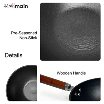 Lightweight Cast Iron Wok 11 Inch for Superior Cooking