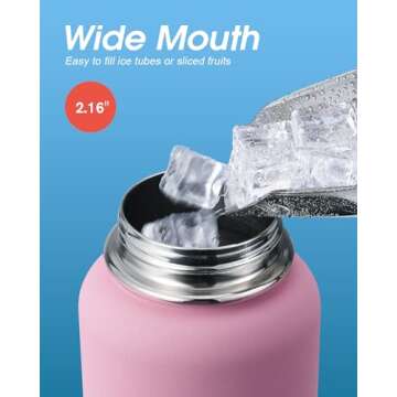 32 oz Insulated Water Bottle with Straw&3 Lids, Coolflask Stainless Steel Metal Flask Wide Mouth for Sports or Office, Non-BPA Keep Cold Up to 48 Hrs or Hot Up to 24 Hrs, Bubblegum Princess