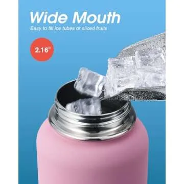 32 oz Insulated Water Bottle with Straw&3 Lids, Coolflask Stainless Steel Metal Flask Wide Mouth for Sports or Office, Non-BPA Keep Cold Up to 48 Hrs or Hot Up to 24 Hrs, Bubblegum Princess