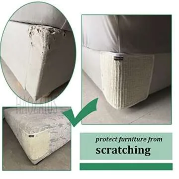 Cat Scratching Pad Natural Sisal Cat Scratcher Mat Sofa Bed Protector Scratch Pad Couch Side Cover, Easy Installation Heavy Duty Thicken Cat Scratching Pad with Pins(Beige-Long)