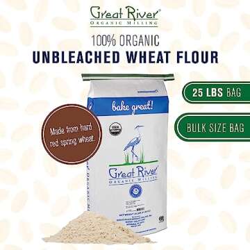 Great River Organic Milling, Bread Flour, Unbleached Wheat, Organic, 25-Pounds (Pack of 1)