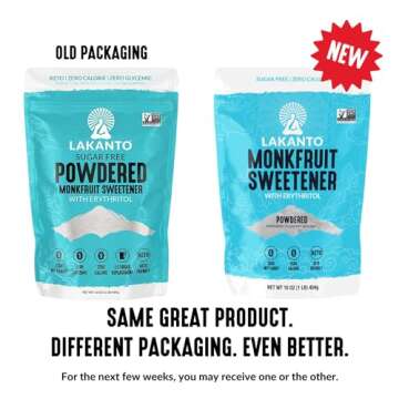 Lakanto Powdered Monk Fruit Sweetener With Erythritol, Powdered Sugar Substitute Sweetener For Baking & Cooking Waffles, Donuts, Cookies & More, Keto, Low Calorie, Low Carb, Vegan, Gluten Free, 1 Lb