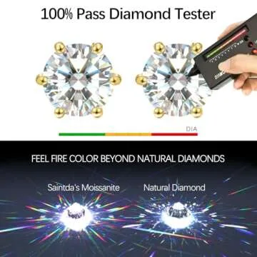 Saintda Moissanite Earrings for Women - Elegant Gift Idea