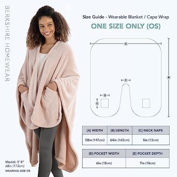 Berkshire Blanket Primalush Wearable Cape Wrap for All Ages