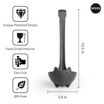 OTOTO Katie Cat Soup Ladle - Halloween Gifts Black Cat, Gothic Gifts, Gifts for Cat Lovers - Spooky Cat Gift, Cute Kitchen Accessories, Fun Gifts (Katie Cat, Black)