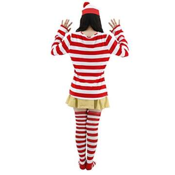 GIZMAC Adult Costume Red and White Striped T-Shirt for Halloween & Cosplay
