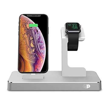 PRESS PLAY Charging Dock for Apple Watch & iPhone (Apple Certified), ONEDock Power Station w/Built-i...