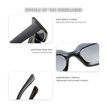 LASPOR Vintage 90s Rectangle Sunglasses Trendy Nude Square Sunglasses for Women Men (Green)