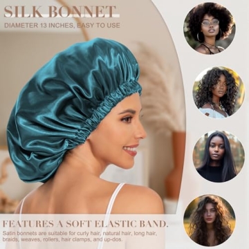 Satin Bonnet for Curly Hair - Silk Sleep Cap for Women