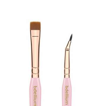 Bdellium Tools Pink Golden Triangle Eyes Makeup Brush Set - Versatile Eye Essential Brush Kit with Soft Synthetic Bristles and Rose Gold Brass Ferrule for a Range of Eye Styles (Pink, 5 pcs)