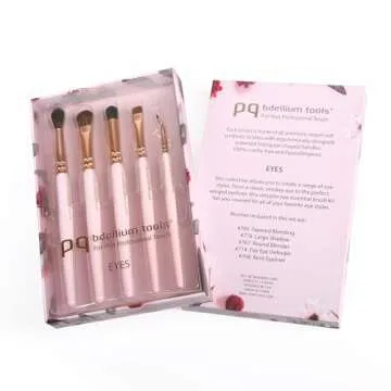 Bdellium Tools Pink Golden Triangle Eyes Makeup Brush Set - Versatile Eye Essential Brush Kit with Soft Synthetic Bristles and Rose Gold Brass Ferrule for a Range of Eye Styles (Pink, 5 pcs)