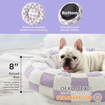 Lesure Donut Small Dog Bed - Round Cat Beds for Indoor Cats Calming Pet Beds, Cute Modern Beds with ...