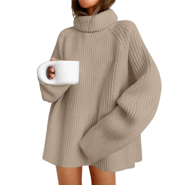 ZESICA Women's Winter Oversized Turtleneck Sweater - Cozy & Stylish