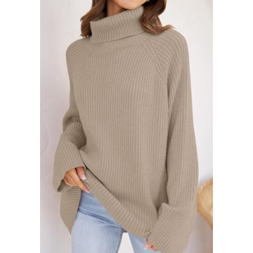 ZESICA Oversized Turtleneck Sweater for Winter Comfort