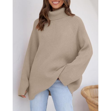 ZESICA Oversized Turtleneck Sweater for Winter Comfort