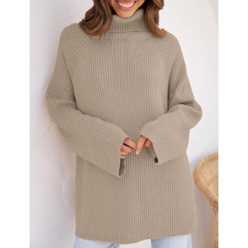 ZESICA Oversized Turtleneck Sweater for Winter Comfort