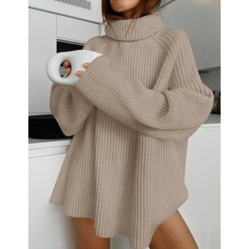 ZESICA Oversized Turtleneck Sweater for Winter Comfort