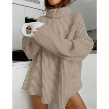 ZESICA Oversized Turtleneck Sweater for Winter Comfort