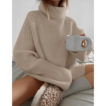 ZESICA Oversized Turtleneck Sweater for Winter Comfort