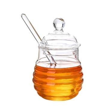 Itikky Honey Pot with Dipper Beehive Style 9.5 fl oz