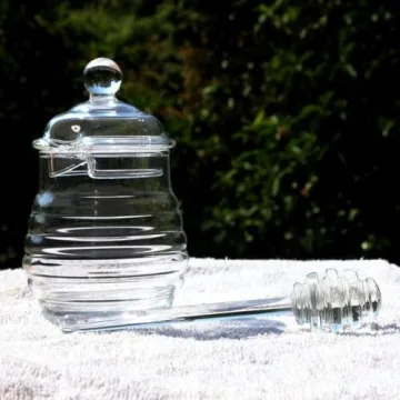 Itikky Honey Pot with Dipper Beehive Style 9.5 fl oz