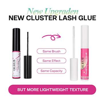 CALAILIS Lash Glue, Cluster Lash Glue, Lash Extension Glue, Upgraded Eyelash Glue Super Strong Hold 48 Hours for Lash Clusters, Waterproof Mascara Wand Lash Glue White