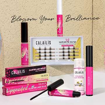 CALAILIS Lash Glue, Cluster Lash Glue, Lash Extension Glue, Upgraded Eyelash Glue Super Strong Hold 48 Hours for Lash Clusters, Waterproof Mascara Wand Lash Glue White