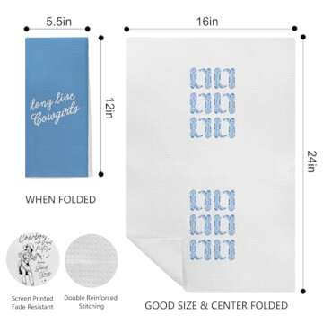 EKGJW Blue Preppy Western Kitchen Towels Set of 2, Long Live Cowgirls Western Hand Towels for Bathro...