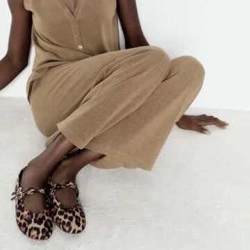 ATBELL Womens Leopard Print Ballet Flats Round Toe Double Strap Casual Ballerina Shoes Comfortable Red Mary Jane Flat for Women