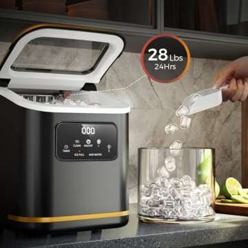 Kismile Countertop Ice Maker Machine with LED Screen Control Panel & 24H Timer, Portable Ice Maker C...