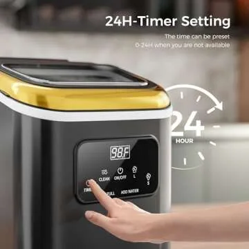 Kismile Countertop Ice Maker Machine with LED Screen Control Panel & 24H Timer, Portable Ice Maker Countertop with Handle, 28lbs/24Hrs Capacity, Self-Cleaning, Home & Kitchen (Black)