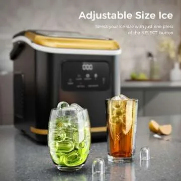 Kismile Countertop Ice Maker Machine with LED Screen Control Panel & 24H Timer, Portable Ice Maker Countertop with Handle, 28lbs/24Hrs Capacity, Self-Cleaning, Home & Kitchen (Black)