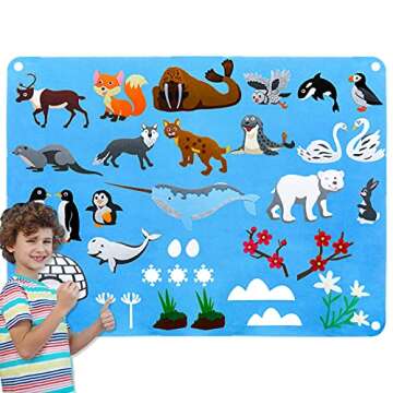 Craftstory Kids Polar Animals Flannel Felt-Board Stories Set for Toddler Preschool Ocean Creatures A...