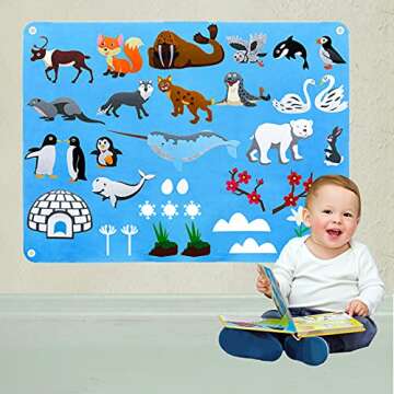 Engaging Polar Animals Flannel Felt-Board Set for Kids