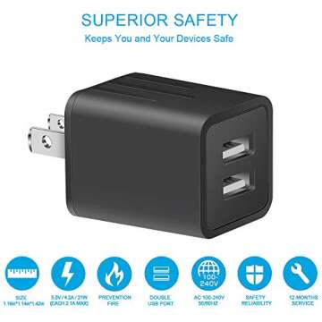 Phone Charger, YOKERSU Nylon Braided Cable Fast Charging 2Pack 6ft Data Sync Transfer Cord 2 Port Plug Wall Charger(ETL Listed) Compatible with Phone 13 12 11 Pro Max XS XR X 8 7 Plus Pad