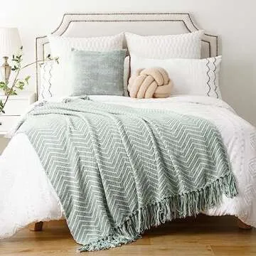 BATTILO HOME Sage Green Decorative Throw Blanket - Cozy & Chic