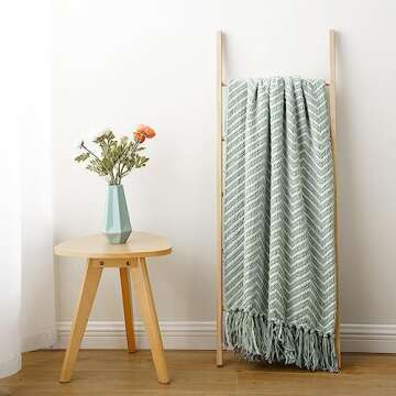 BATTILO HOME Sage Green Throw Blanket for Couch, Decorative Knit Seafoam Green Throw Blanket for Bed, Super Soft Sage Green Room Decor, 50"x60"