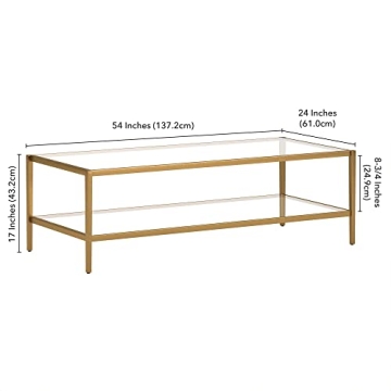 Elegant Henn&Hart Coffee Table with Glass Shelf