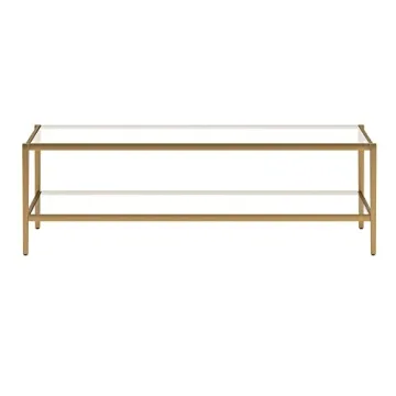 Elegant Henn&Hart Coffee Table with Glass Shelf