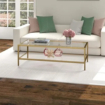 Elegant Henn&Hart Coffee Table with Glass Shelf
