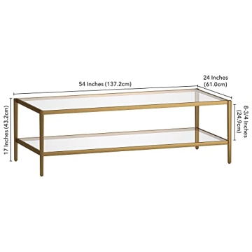 Elegant Henn&Hart Coffee Table with Glass Shelf