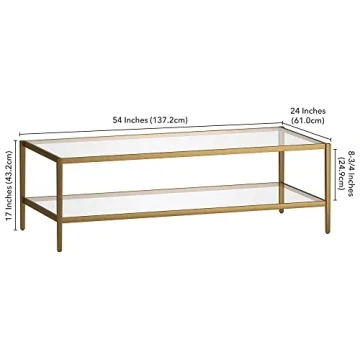 Elegant Henn&Hart Coffee Table with Glass Shelf