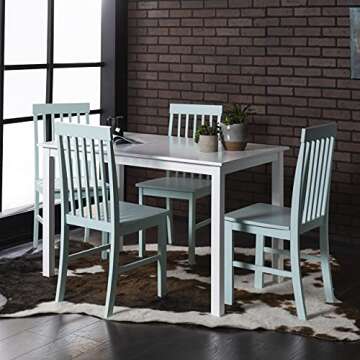 Walker Edison Modern Color Dining Room Table and Chair Set Small Space Living Kitchen, Dining Set, 4...
