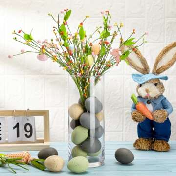 SiliFine 16 Pcs Easter Speckled Eggs 2.4 Inch Plastic Speckled Eggs Bowl and Vase Filler for DIY Spring Displays and Easter Decorations (Dark Gray,Light Gray,Green,Cream)