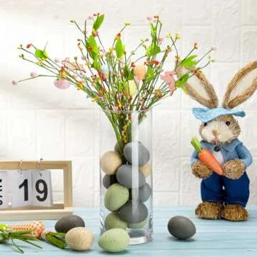 SiliFine 16 Pcs Easter Speckled Eggs 2.4 Inch Plastic Speckled Eggs Bowl and Vase Filler for DIY Spring Displays and Easter Decorations (Dark Gray,Light Gray,Green,Cream)