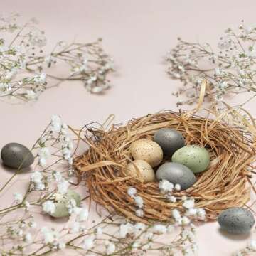 SiliFine 16 Pcs Easter Speckled Eggs 2.4 Inch Plastic Speckled Eggs Bowl and Vase Filler for DIY Spring Displays and Easter Decorations (Dark Gray,Light Gray,Green,Cream)