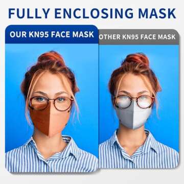 KN95 Face Masks Adults Disposable - 100 Pack KN95 Masks Protective Comfortable KN95 Masks 5-Layer KN95 Breathable Safety Face Masks & 5 Adjustable Mask Holder KN95 Masks 10 Colors